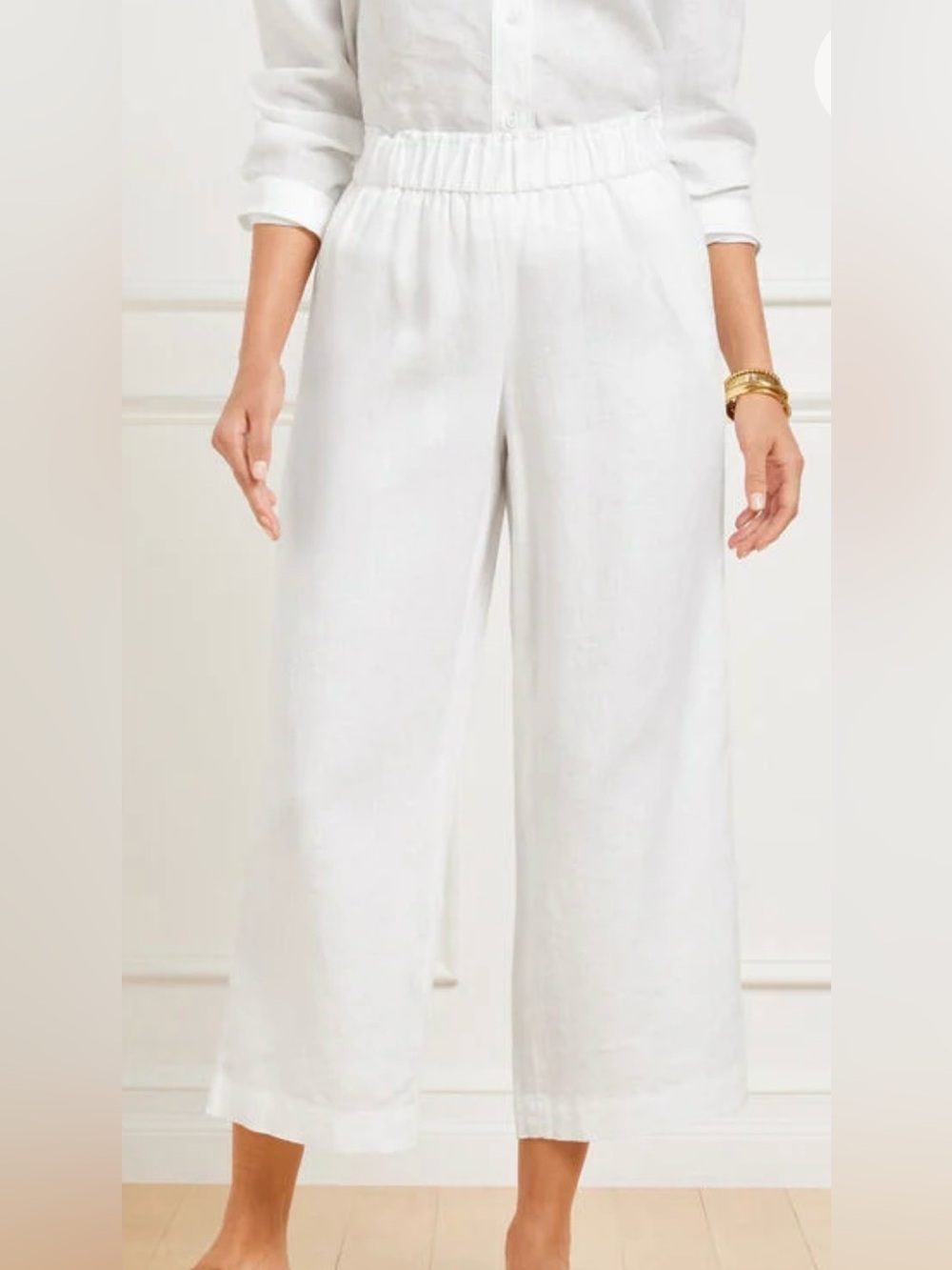 Talbots Pull-On Wide Crop Pants White Size Small
